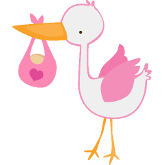 Stork and baby girl clipart