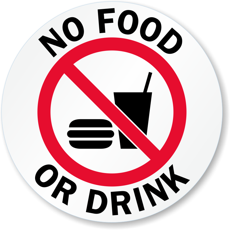 No Food or Drink Glass Door Decal Signs, SKU: LB-2898