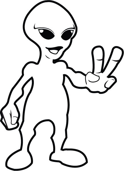 Alien Black And White Clipart