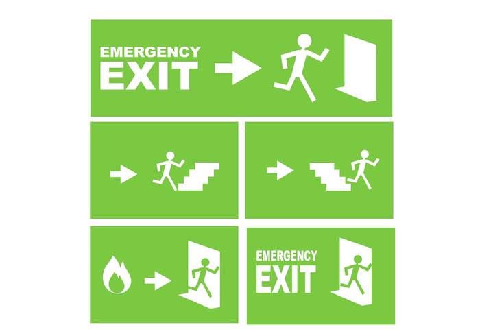 Emergency Exit Sign Free Vector - Download Free Vector Art, Stock ...