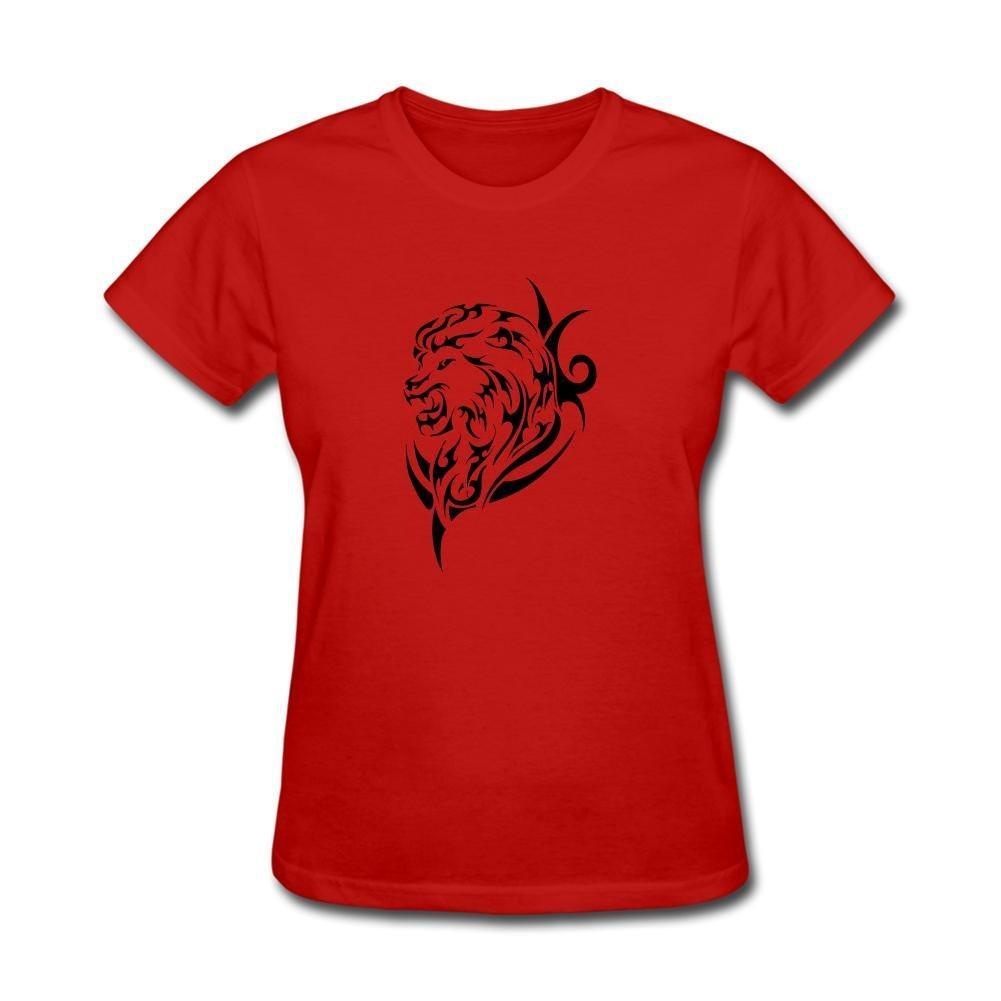 Ryufacer Women's Beautiful Tribal Lion Sample Short Sleeve T-Shirt ...