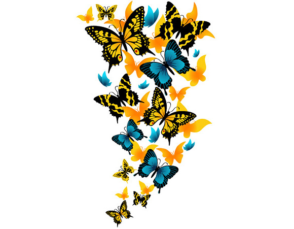 Purple butterfly and flower clipart