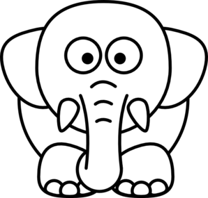 Cartoon Elephant Bw clip art - vector clip art online, royalty ...
