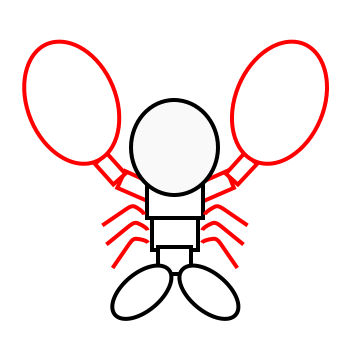 Drawing a cartoon lobster