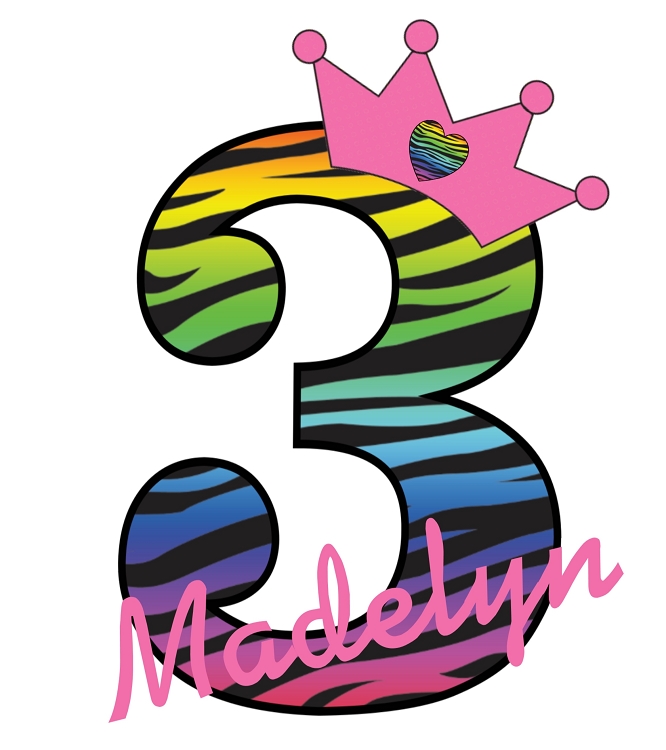 Personalized Rainbow Zebra Print Birthday T-Shirt or Bodysuit
