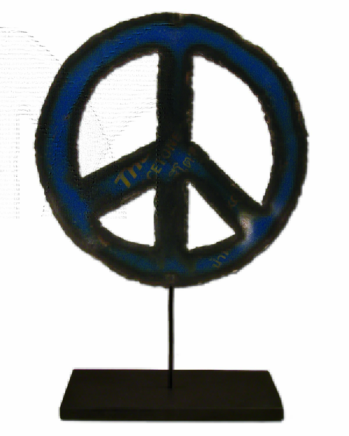 WA-0310-BU Small Cobalt Metal Art Peace Sign on a Stand ...