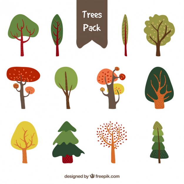 Cute trees pack Vector | Premium Download