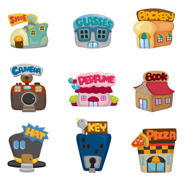 Cute cartoon house 02 - vector material_Download free vector,3d ...