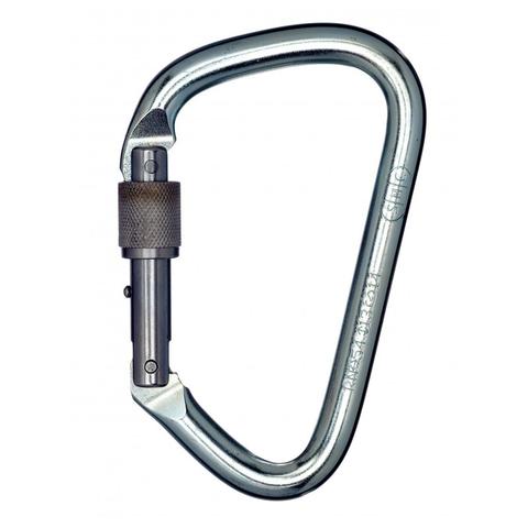 SMC large NFPA D carabiner with a screw lock on a stainless steel gate