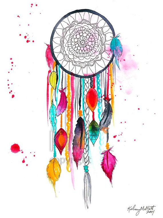 Dream Catcher 3 Print of Original Watercolor by KelseyMDesigns