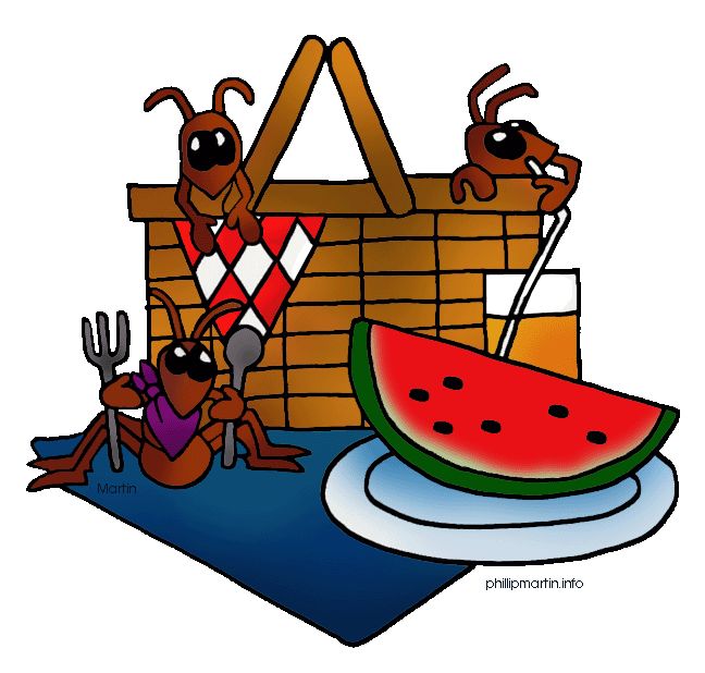 Picnic basket ants clipart