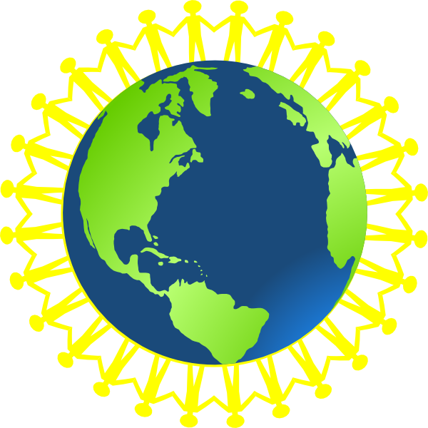 Children Holding Hands Around Globe Clip Art - vector ...