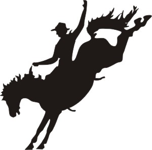 bucking horse silhouette vinyl window decal 5"x 5"