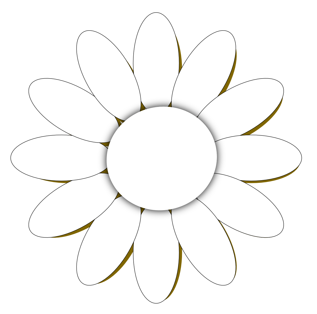 daisy flower 1 black white line art tattoo tatoo SVG