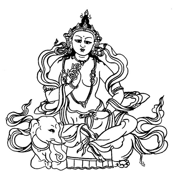 Buddhist Art Work: Line Art, Indra or Sakra