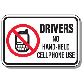 No Texting & Cell Phone Law Signs - Drivers No Hand-Held Cellphone ...