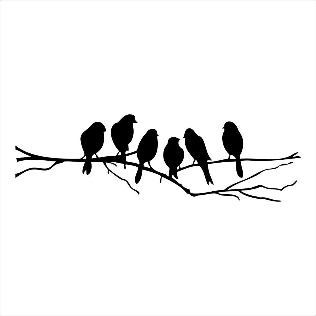 Amazon.com: Wall stickers Decal Removable Black Bird Tree Branch ...
