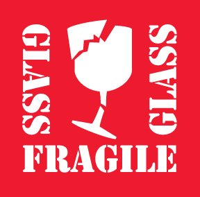 4" x 4 "Glass Fragile Glass" Label (DL1282) Category ...