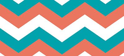 Coral & Turquoise Chevron Wide Border | Mardel