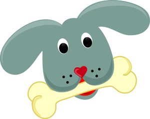 Free Dog Clip Art Image - Cute Puppy with Dog Bone