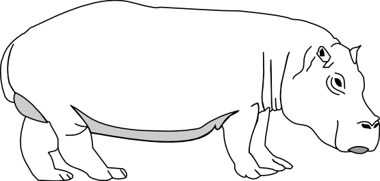 ArtFavor hippopotamus 2 black white line art ...