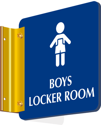 Drop Ceiling & Projecting Bathroom Signs - 2-Sided Restroom Signs