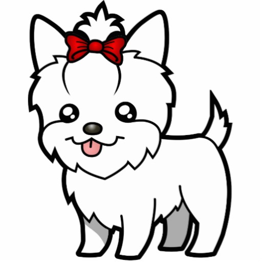 Cartoon Yorkie (white short hair with bow) Acrylic Cut Outs | Zazzle.