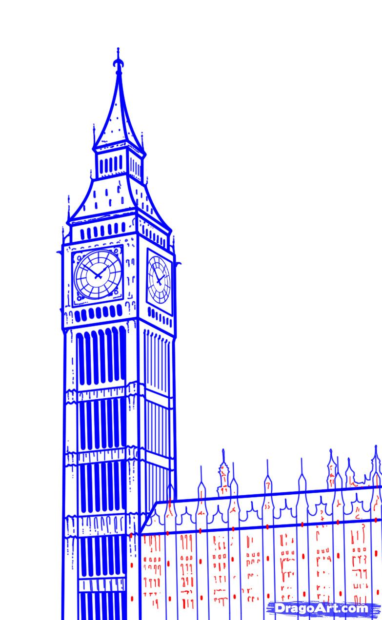 How to Draw Big Ben, Step by Step, Famous Places, Landmarks ...