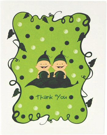 Twins Two Peas in a Pod Thank You Cards - pkg. of 8