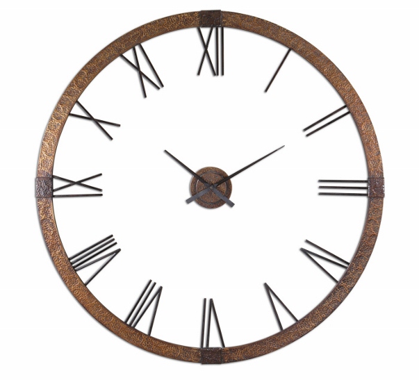 Antique Copper Finish w Light Gray Wash Clock Face Roman Numeral ...