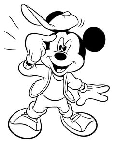 Disney cartoon characters clipart black and white