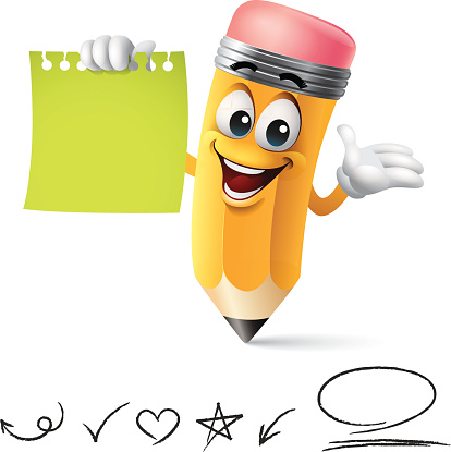 Cartoon Of Pencil And Paper Clip Art, Vector Images ...