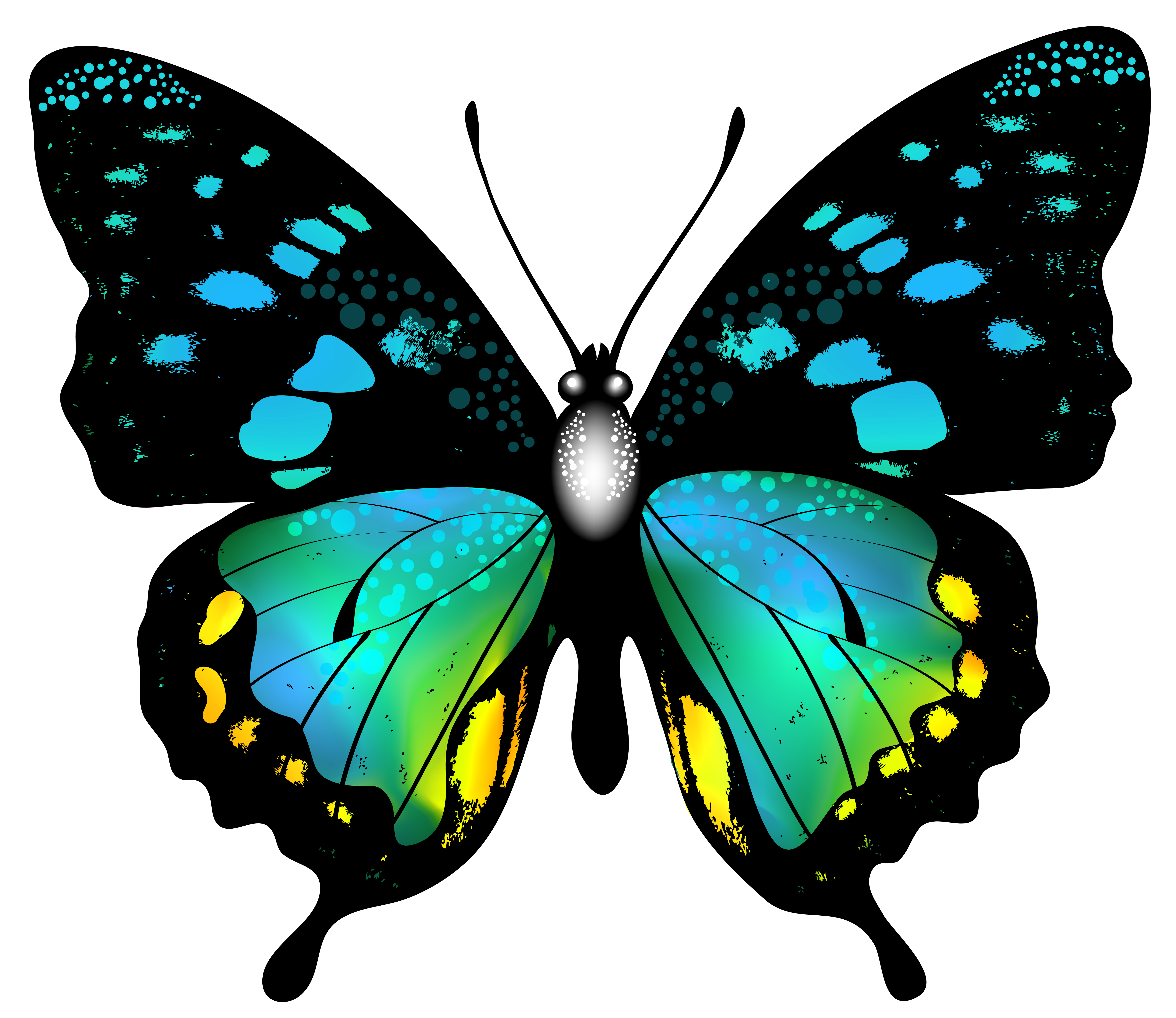 Blue Colorful Butterfly PNG Clip Art Image