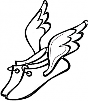 Track Shoe With Wings Clip Art Sketch Coloring Page
