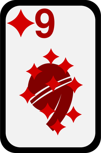 Nine of Diamonds funky playing card vector clip art | Public ...