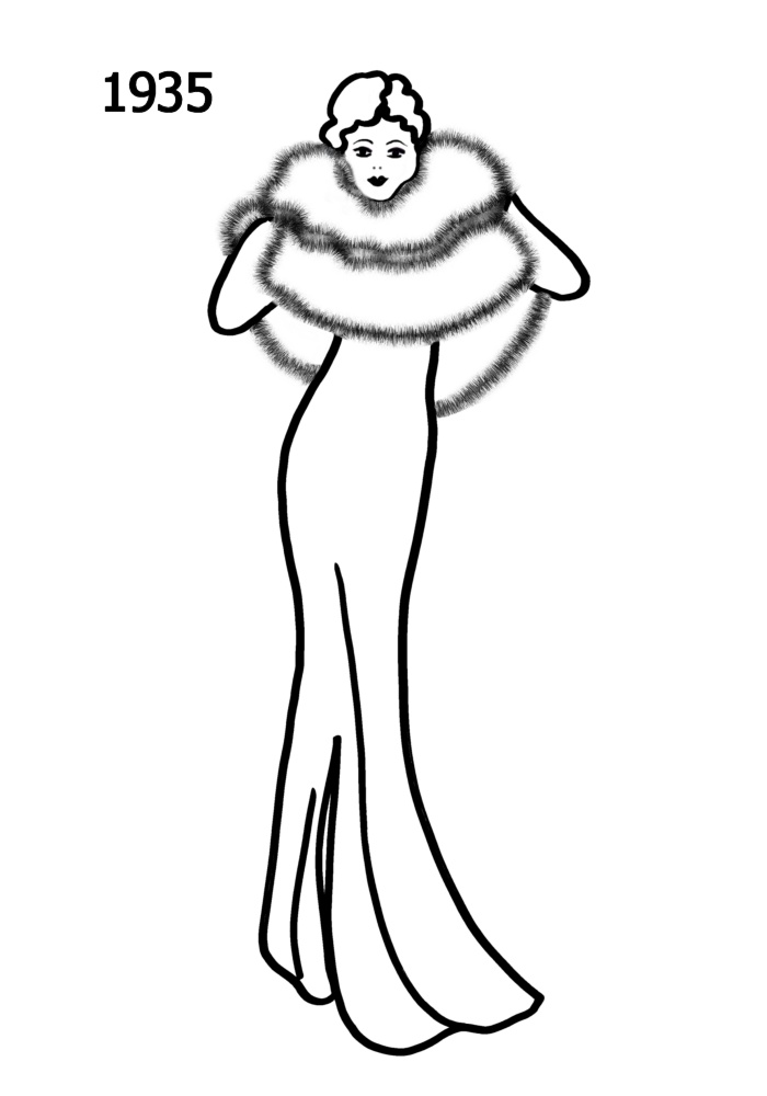 Costume History Silhouettes 1933-1935 Free Line Drawings