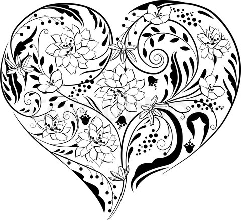 Happy Birthday Black and White heart - Old Birthdays Hearts