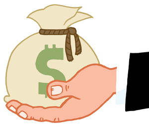 Money Clipart Image: Philanthropist Donating Money