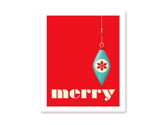 Digital Christmas Art Print Merry Christmas by hairbrainedschemes