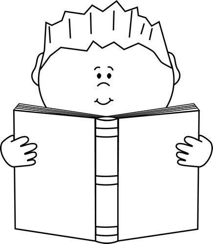 Children Reading Clip Art Black And White - Free ...