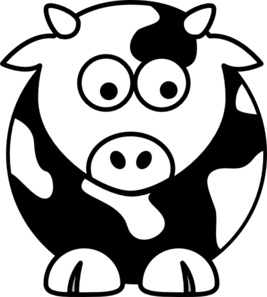 Free black and white cow clipart