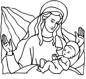 Baby Jesus in a Manger and Star of Chrismas Coloring Page: Baby ...