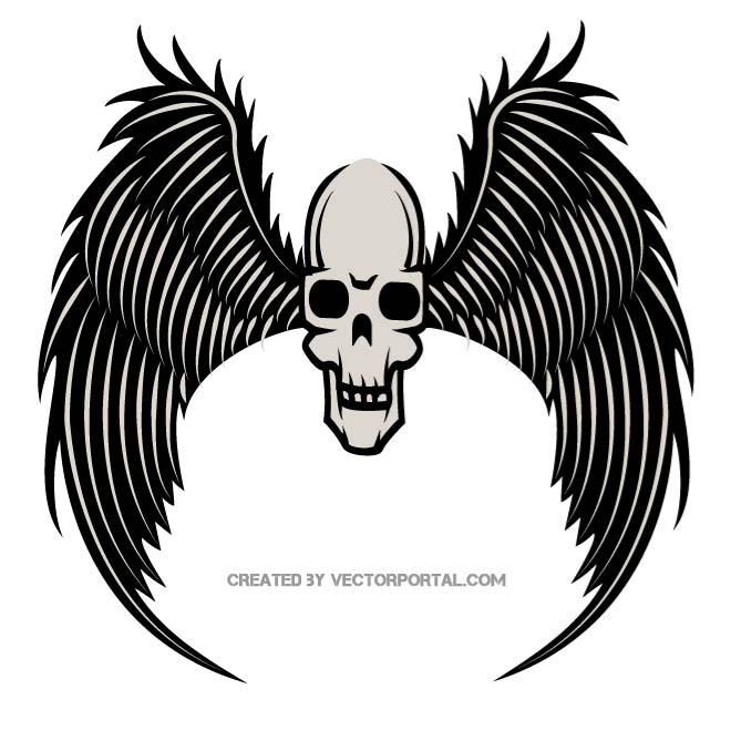 SCARY SKULL AND WINGS - Download at Vectorportal