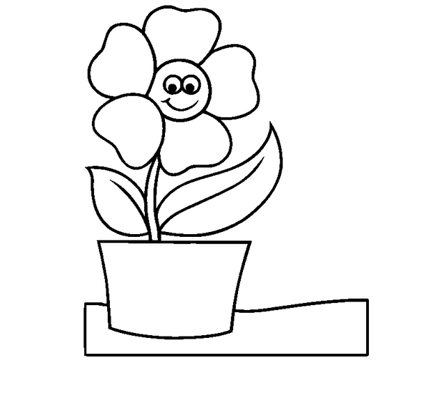 Coloring For Kids Flower Pot Coloring Page In Collection Picture ...