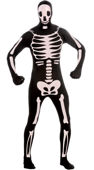 Mens Scary Skeleton Skin Costume, Mens Skeleton Full Body Suit ...