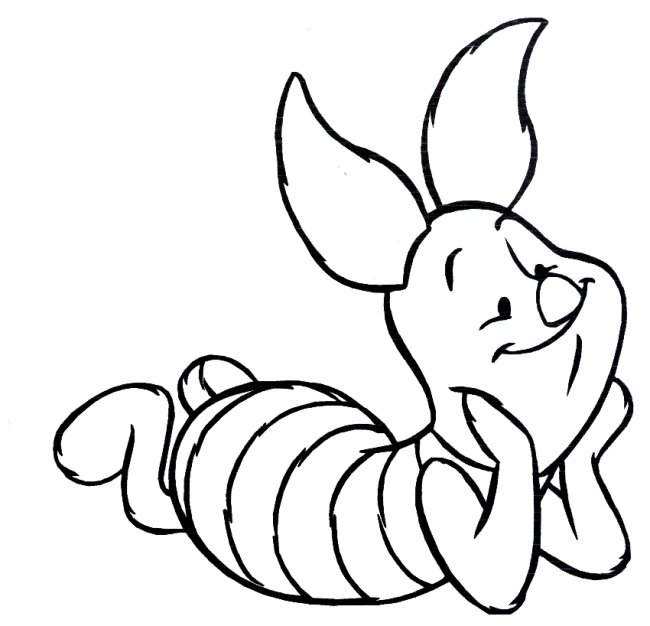 Disney Cartoons Piglet laying Coloring Pictures 2010