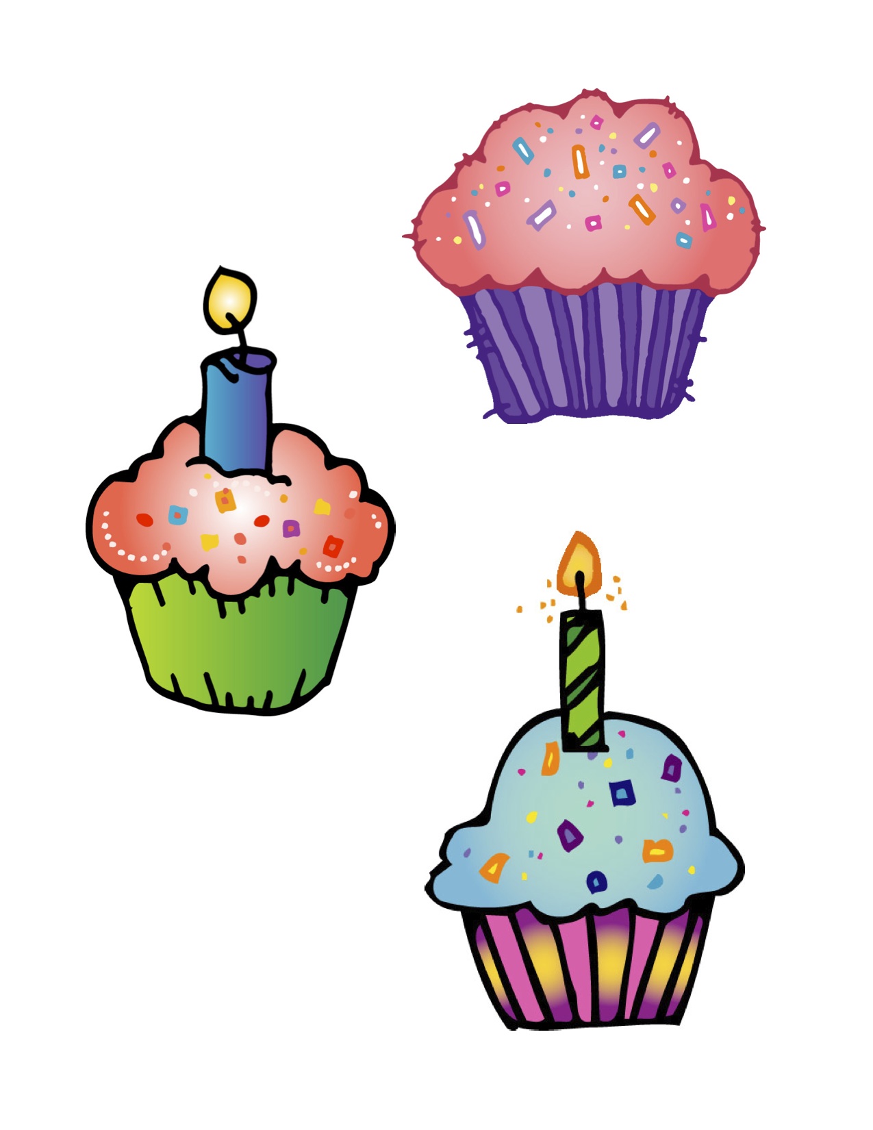 Birthday cupcake with candle clipart