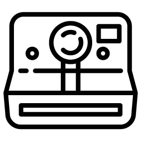 Polaroid camera clipart black and white