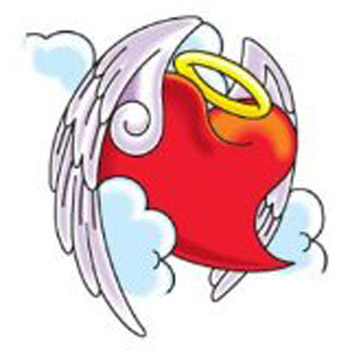 wings heart and halo tattoos | Girl tattoos design