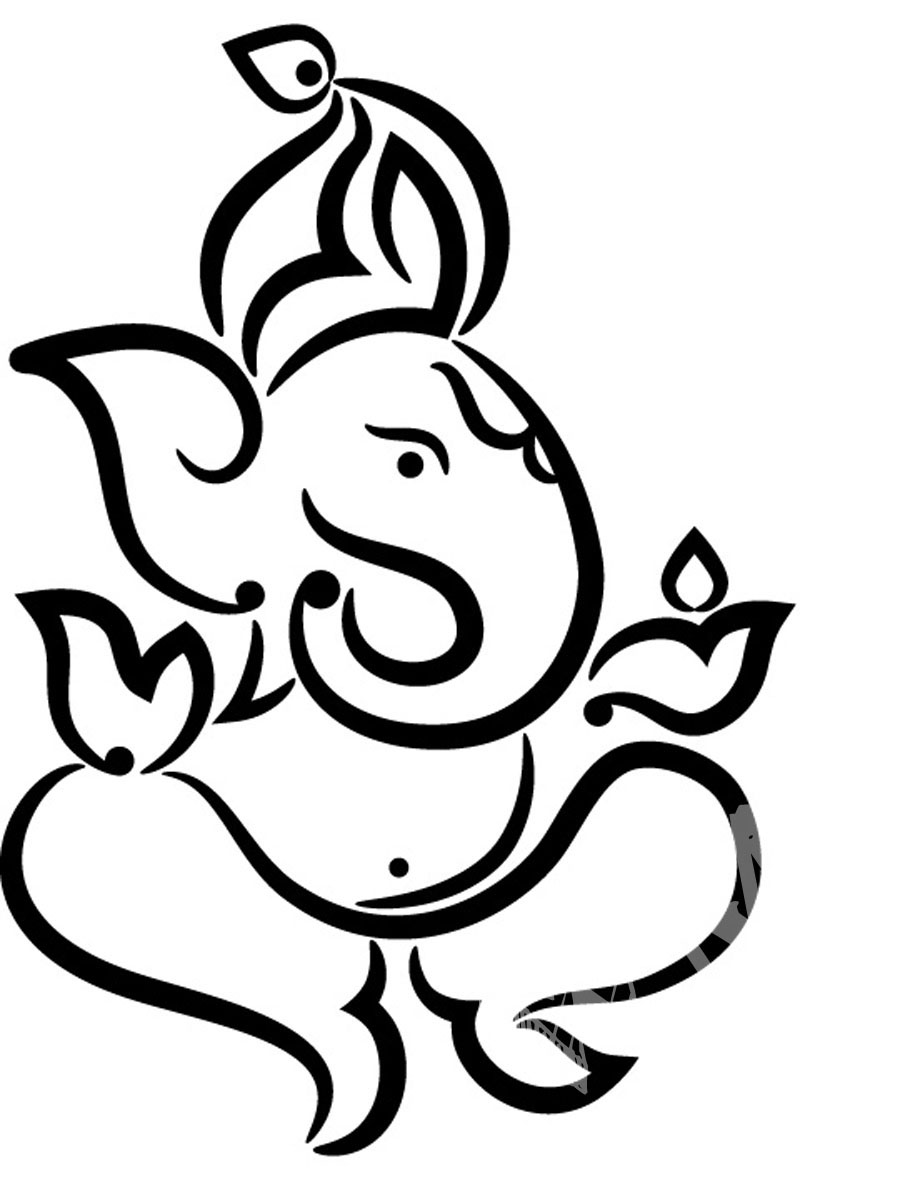 Ganpati black and white clipart